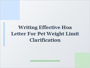 Clarifying Pet Weight Limits in Your Hoa Letter